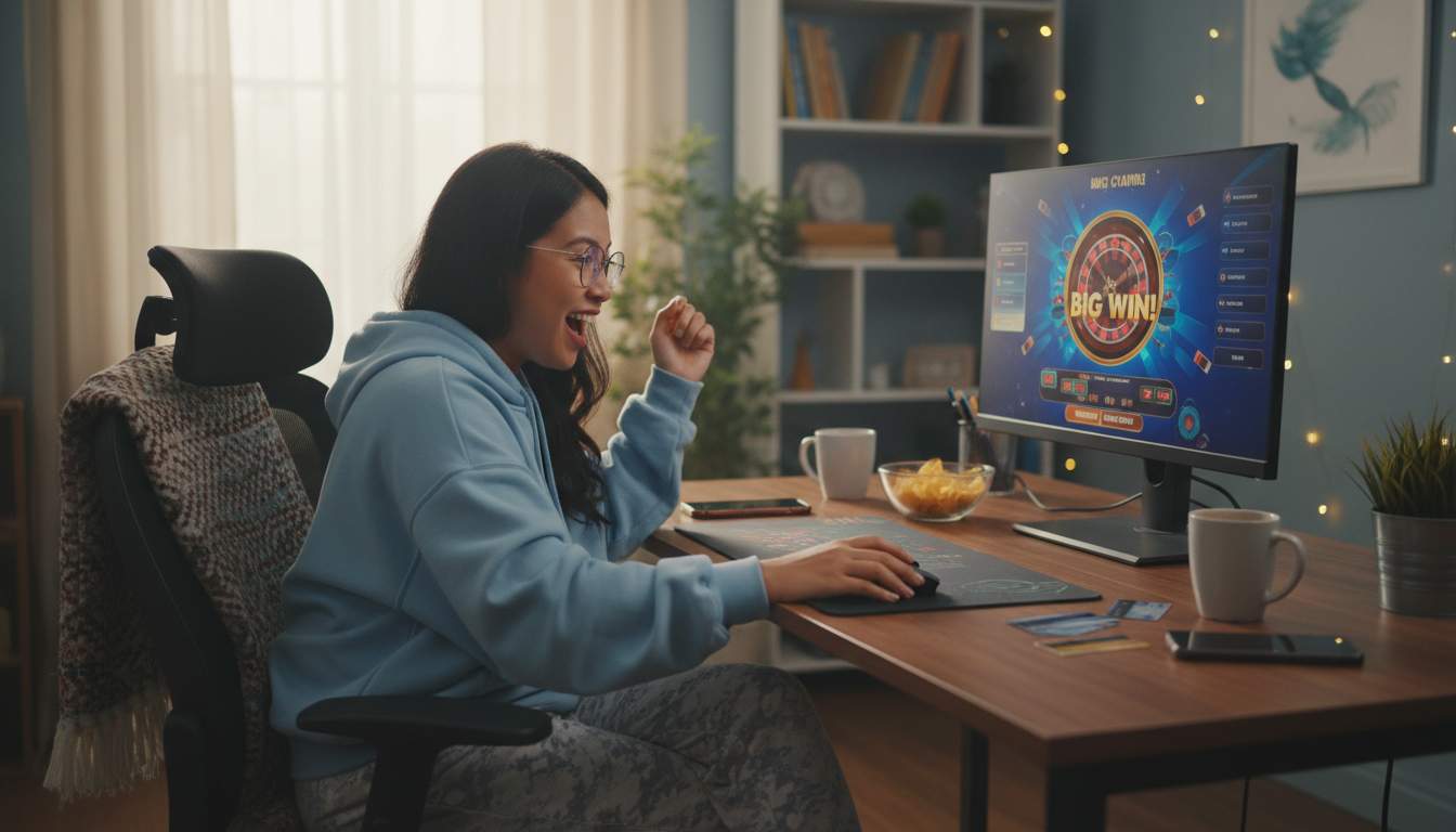 Diverse casino games displayed on screens